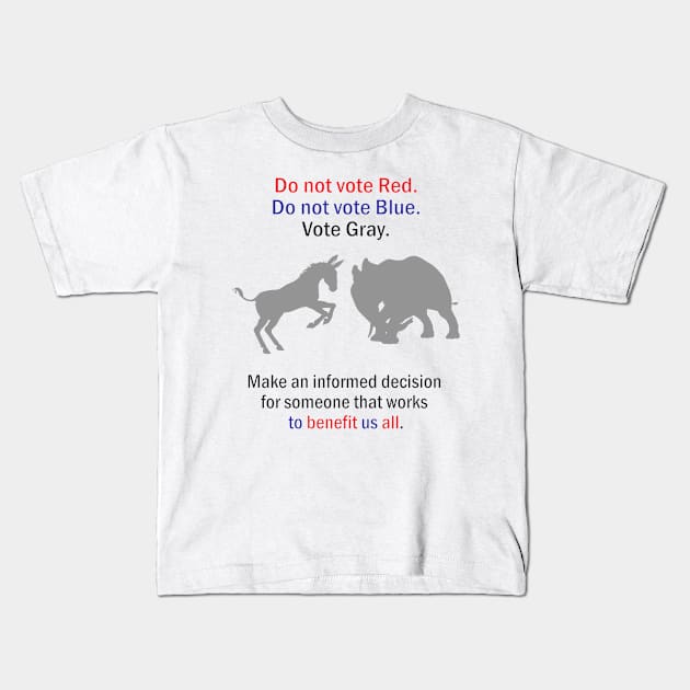 Vote Red Blue Gray Kids T-Shirt by KEWDesign